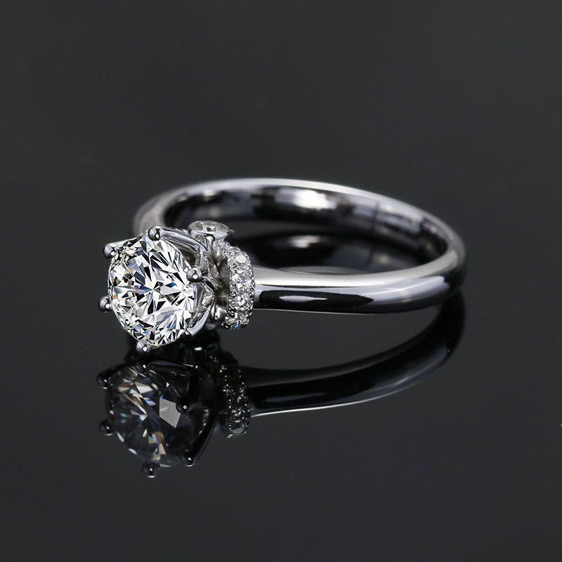 Eco—033: 1.0ct D VS1 Round Cut Lab-Grown Diamond Ring in 18K White Gold By Ecogemma · IGI Certified