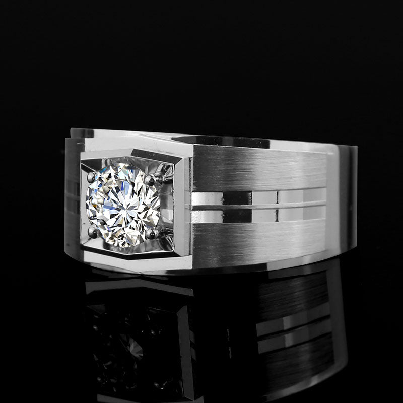 Harley-033: Urban Axis – Lab-Grown Diamond Bezel Ring in 18K White Gold