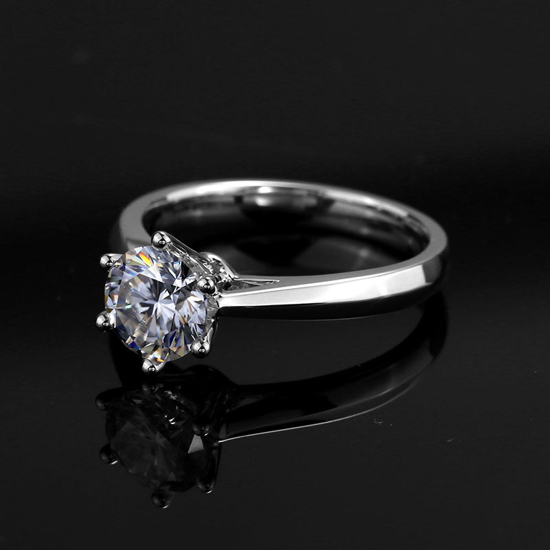 Eco-038: 1.0ct D VS1 Round Cut Lab-Grown Diamond Ring in 18K White Gold By Ecogemma · IGI Certified
