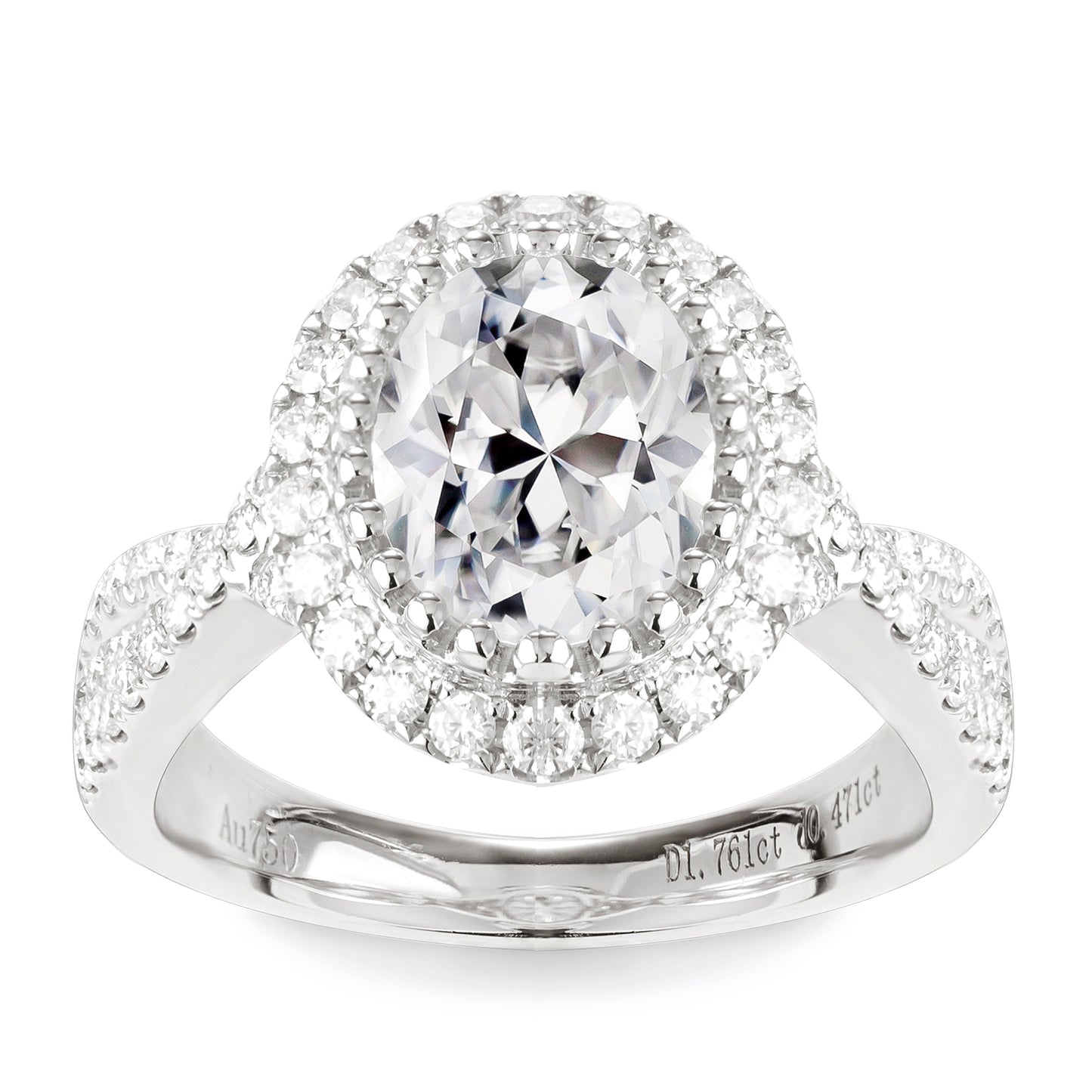 Eco-040: 1.5ct D VVS1 Oval-Cut Lab-Grown Diamond Ring in 18K White Gold By Ecogemma · IGI Certified