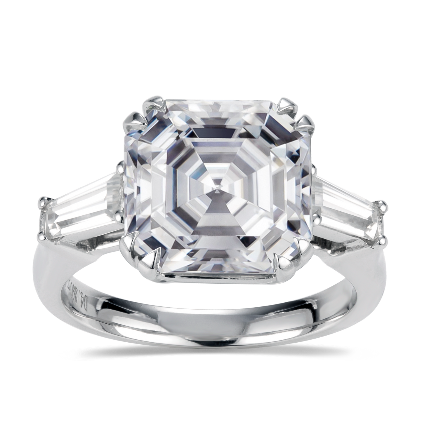 Eco-042: 1.0ct D VS1 Asscher-Cut Lab-Grown Diamond Ring in 18K White Gold By Ecogemma · IGI Certified