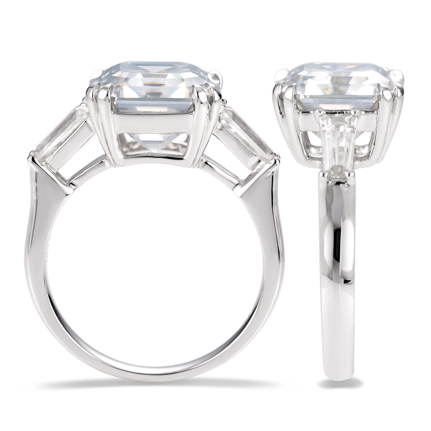 Eco-042: 1.0ct D VS1 Asscher-Cut Lab-Grown Diamond Ring in 18K White Gold By Ecogemma · IGI Certified