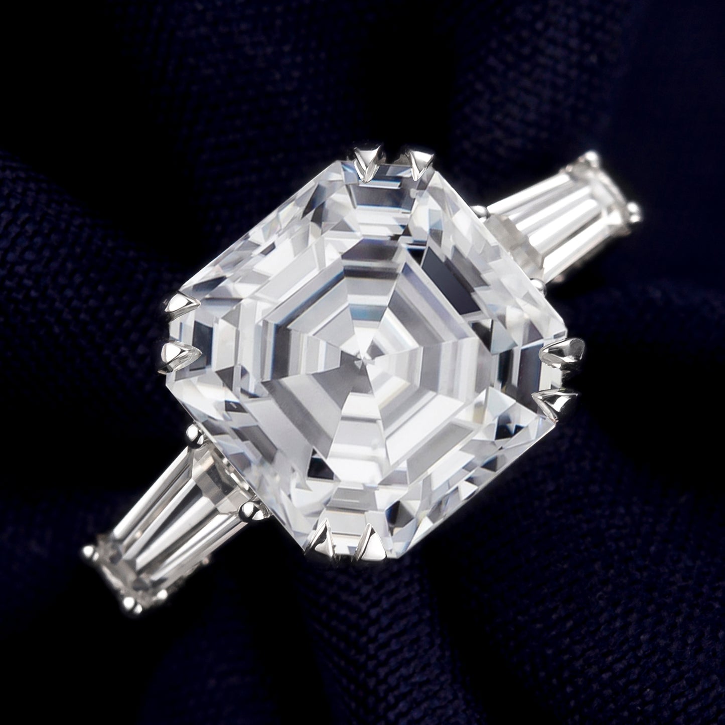 Eco-042: 1.0ct D VS1 Asscher-Cut Lab-Grown Diamond Ring in 18K White Gold By Ecogemma · IGI Certified