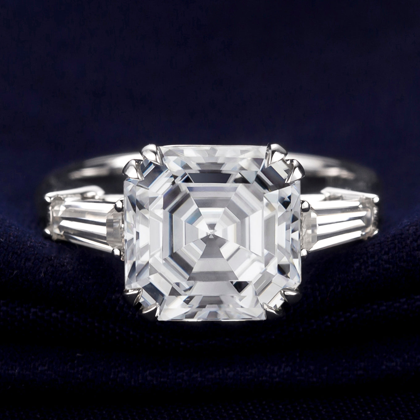 Eco-042: 1.0ct D VS1 Asscher-Cut Lab-Grown Diamond Ring in 18K White Gold By Ecogemma · IGI Certified