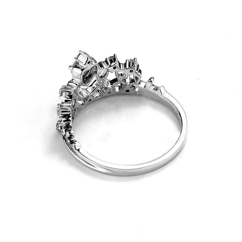Eco-044: Heart-Shaped 1.00ct D VVS1 Lab-Grown Diamond Crown Ring | 18K White Gold | IGI Certified | Ecogemma