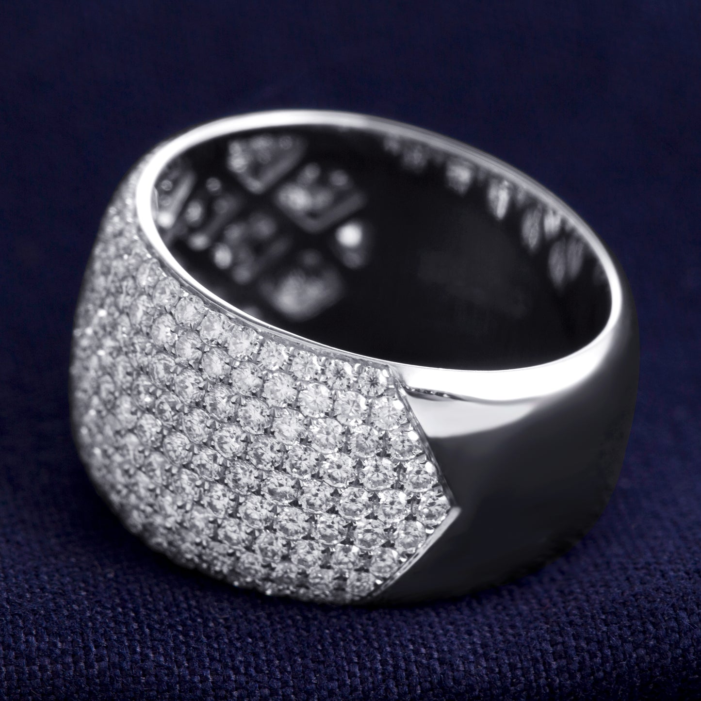 Eco-045: Full Pavé Lab-Grown Diamond Wide Band | 18K White Gold | IGI Certified | Ecogemma