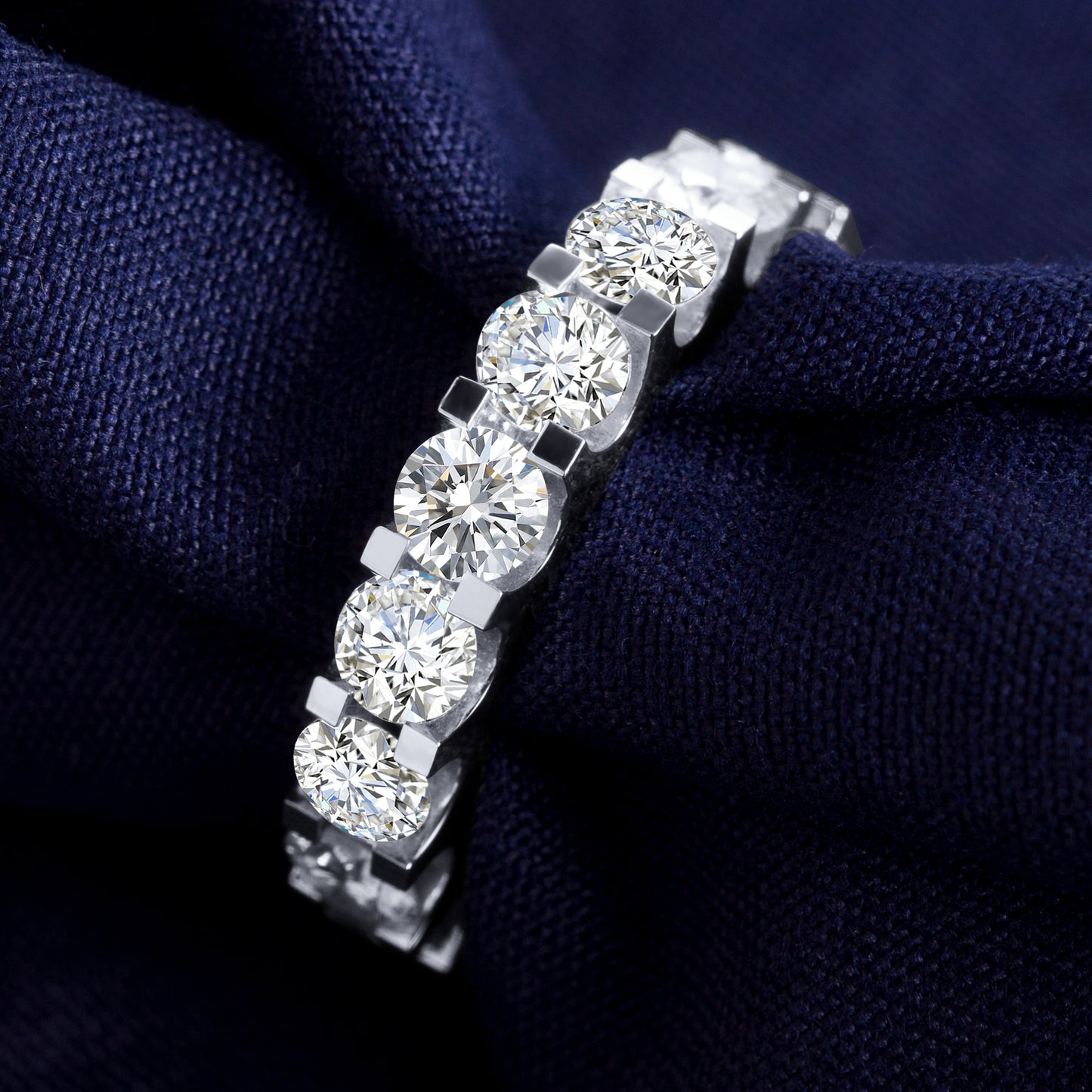 Eco-049: Eternity Band Lab-Grown Diamond Ring | 18K White Gold | IGI Certified | Ecogemma