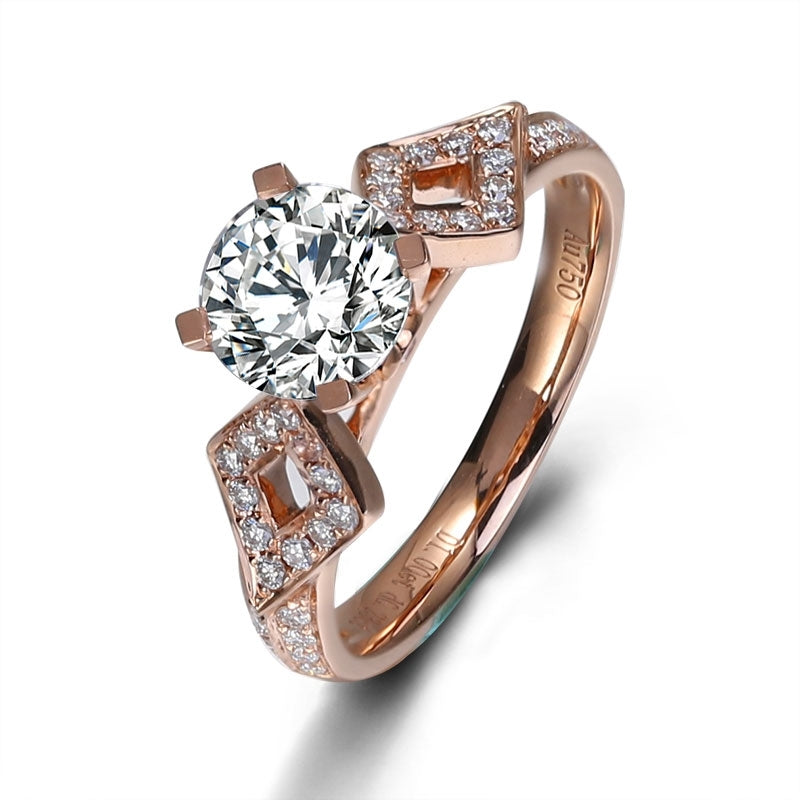 Eco-053: 1ct D VVS1 Crossroads Lab-Grown Diamond Ring | 18K Gold | IGI Certified | Ecogemma
