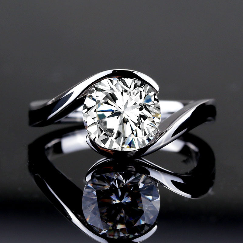 Eco-059: 1ct D VS1 Tension-Style Bypass Lab-Grown Diamond Ring | 18K Gold | IGI Certified | Ecogemma