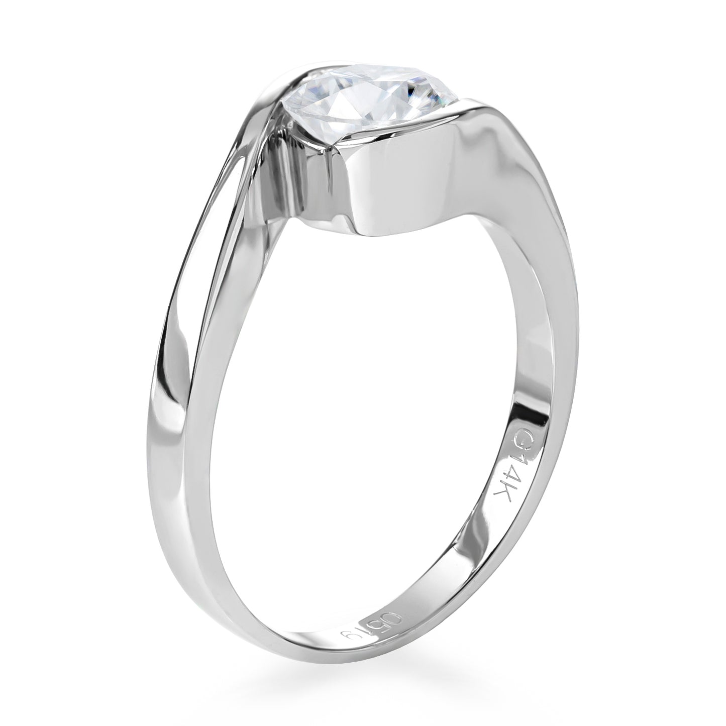 Eco-059: 1ct D VS1 Tension-Style Bypass Lab-Grown Diamond Ring | 18K Gold | IGI Certified | Ecogemma