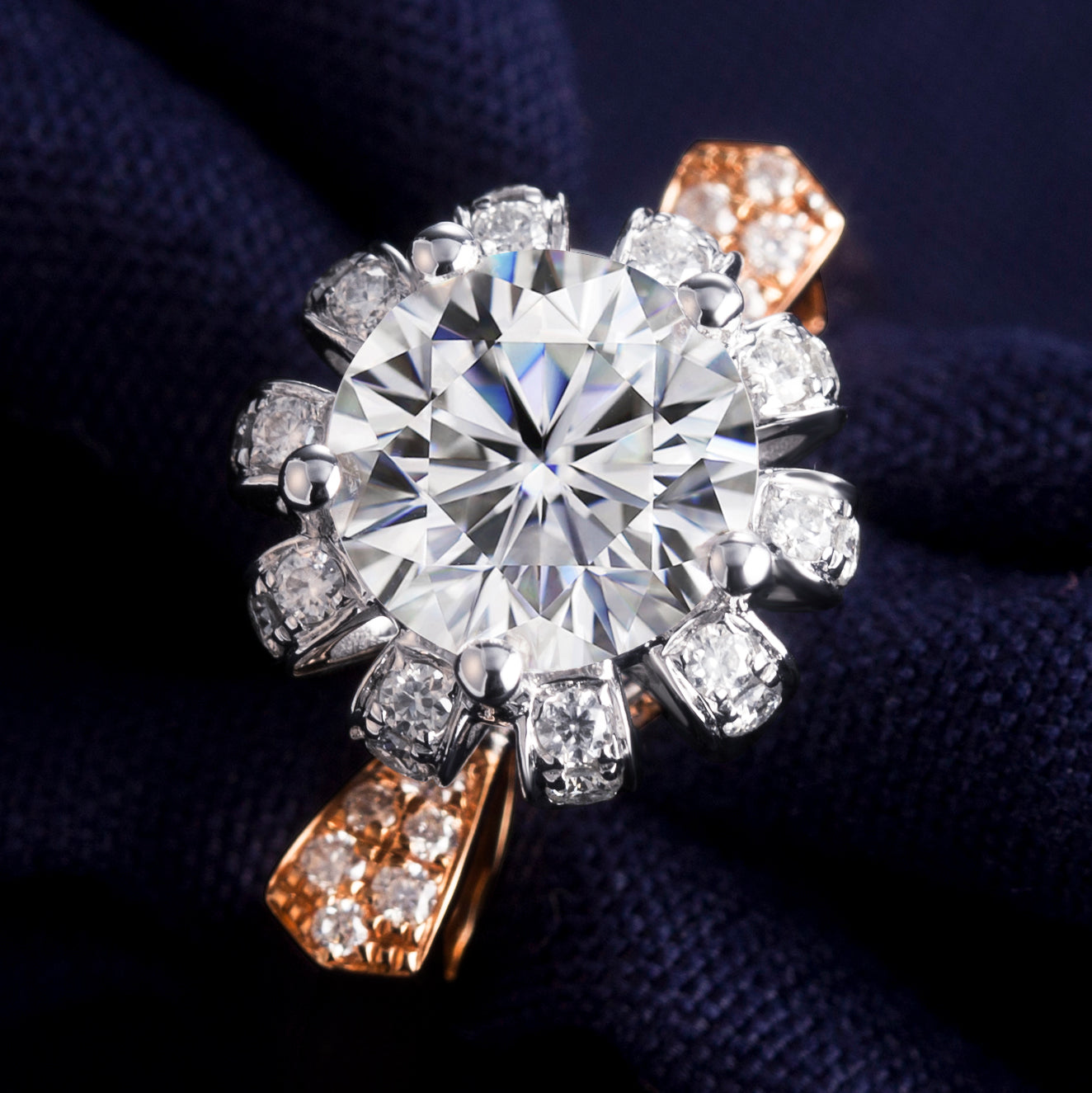 Eco-078 | 1.0ct D VVS1 Round-Cut Lab-Grown Diamond | 18K Rose Gold & White Gold | IGI Certified