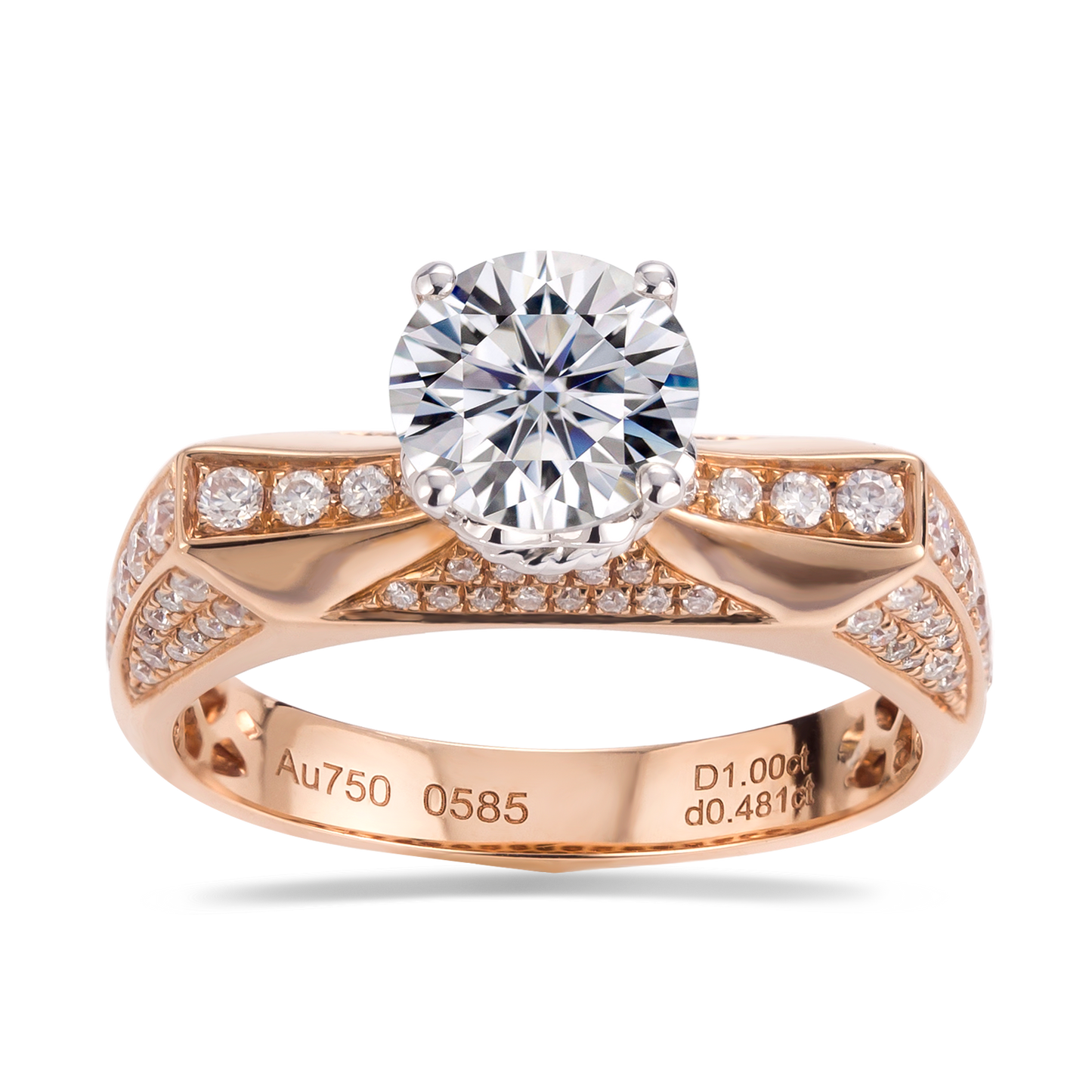 Eco-129 Customization | 18K Rose Gold |Round-Cut Lab-Grown Diamond 1.00ct D VVS1 | IGI Certified