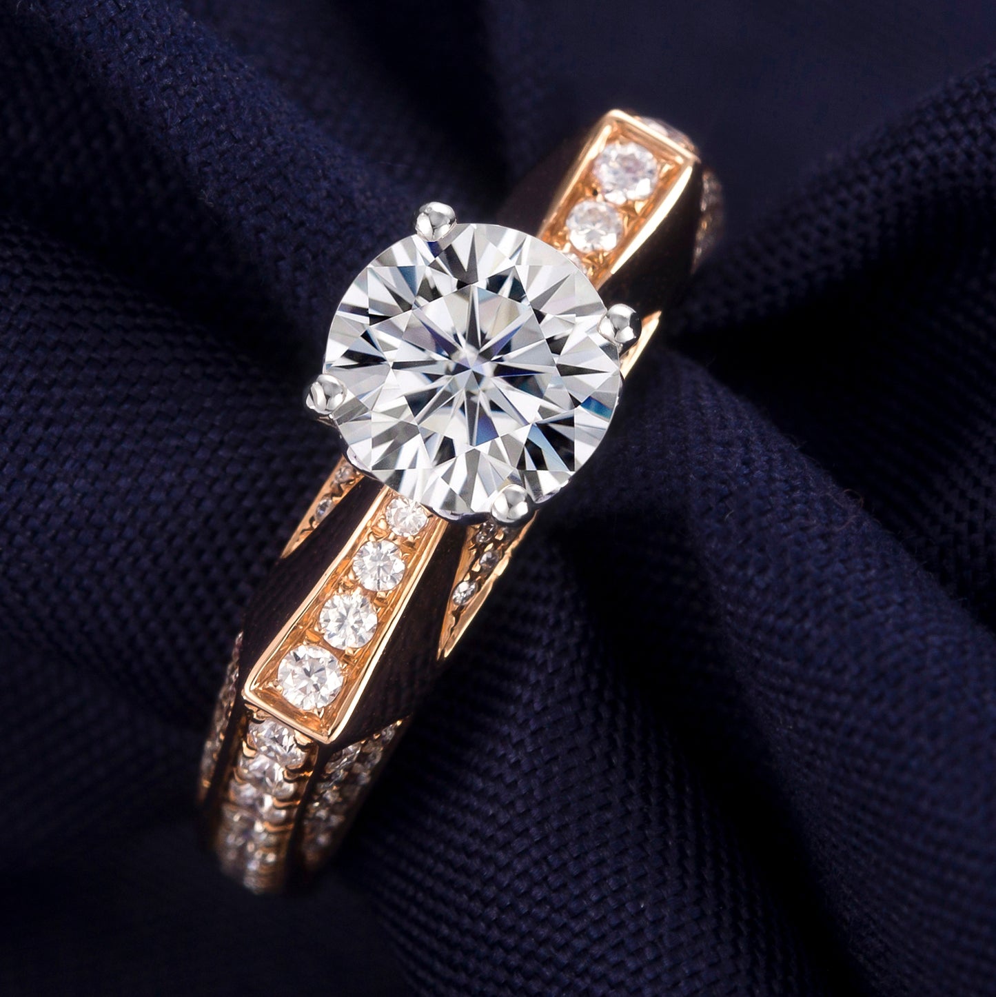 Eco-129 Customization | 18K Rose Gold |Round-Cut Lab-Grown Diamond 1.00ct D VVS1 | IGI Certified
