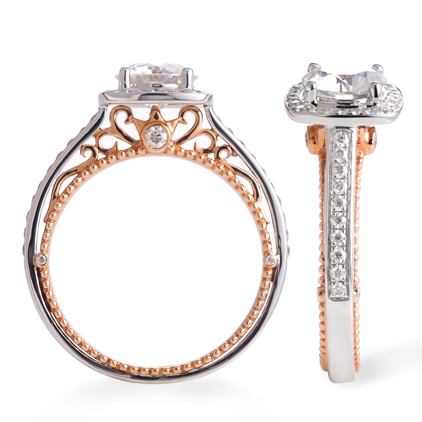 Eco-140 Customization | 18K White & Rose Gold | Cushion-Cut Lab-Grown Diamond 1ct VVS1 | IGI Certified