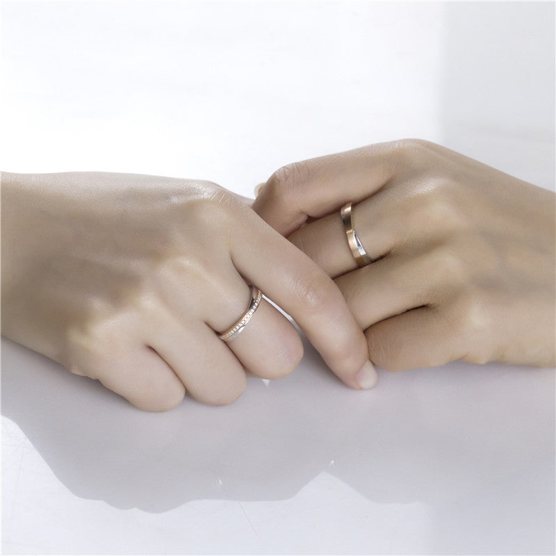 Harley-179: Voto entrelazado: anillos de dos tonos con diamantes cultivados en laboratorio en oro blanco y rosa de 18 quilates