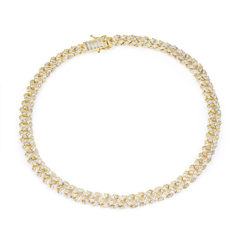 Ecogemma Ecoc-343: Custom Ice-Out Moissanite Cuban Link Chain in Luxe Gold & Silver Finishes