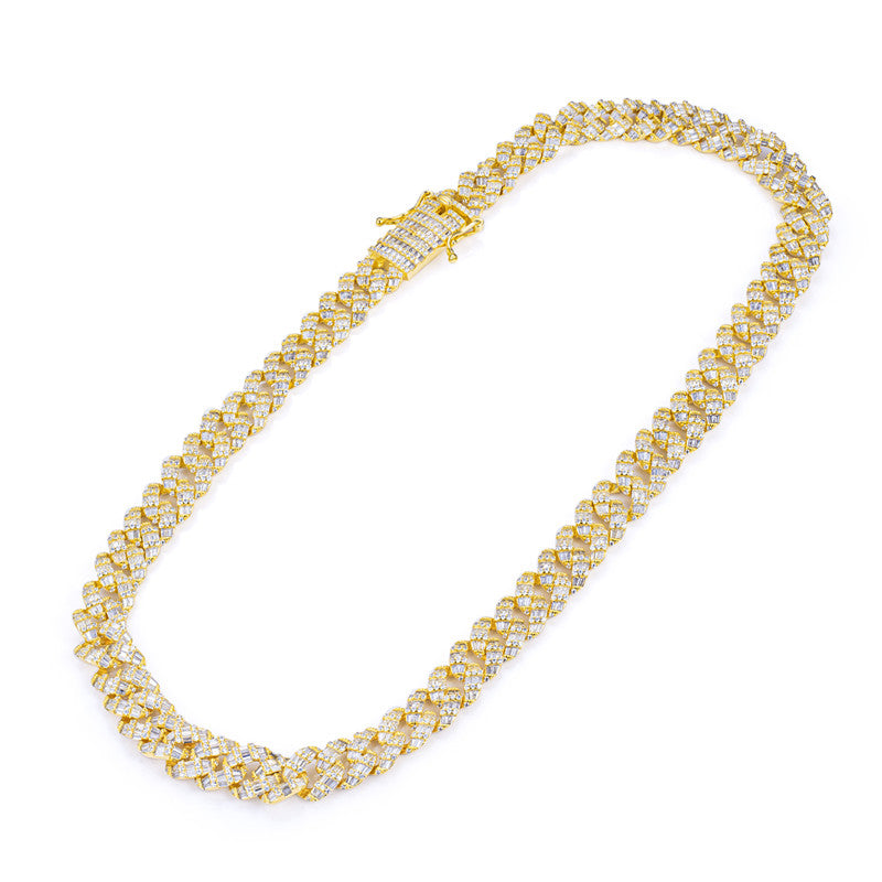 Ecogemma Ecoc-343: Custom Ice-Out Moissanite Cuban Link Chain in Luxe Gold & Silver Finishes