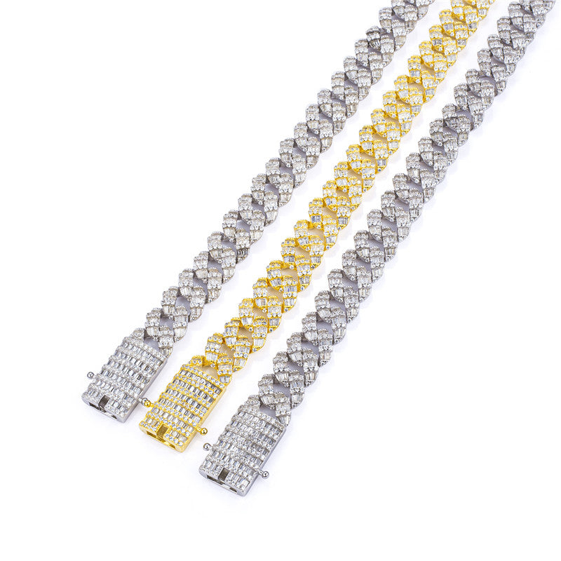 Ecogemma Ecoc-343: Custom Ice-Out Moissanite Cuban Link Chain in Luxe Gold & Silver Finishes