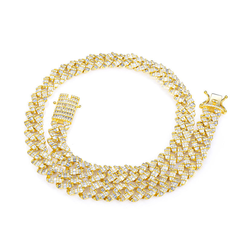 Ecogemma Ecoc-343: Custom Ice-Out Moissanite Cuban Link Chain in Luxe Gold & Silver Finishes