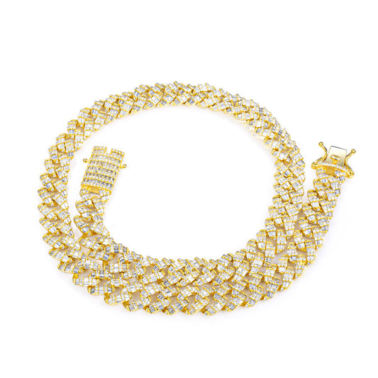 Ecogemma Ecoc-343: Custom Ice-Out Moissanite Cuban Link Chain in Luxe Gold & Silver Finishes