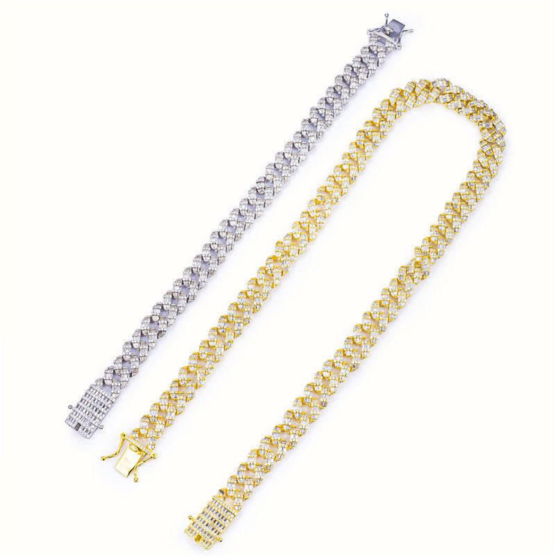 Ecogemma Ecoc-343: Custom Ice-Out Moissanite Cuban Link Chain in Luxe Gold & Silver Finishes