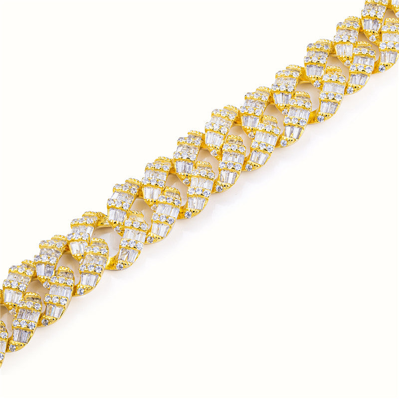 Ecogemma Ecoc-343: Custom Ice-Out Moissanite Cuban Link Chain in Luxe Gold & Silver Finishes