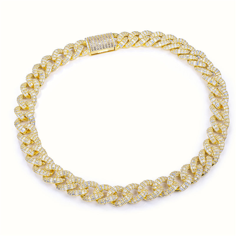 Ecogemma Ecoc-344: Ice-Out Moissanite Cuban Link Chain in Custom Gold & Silver Finishes