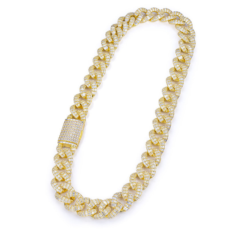 Ecogemma Ecoc-344: Ice-Out Moissanite Cuban Link Chain in Custom Gold & Silver Finishes