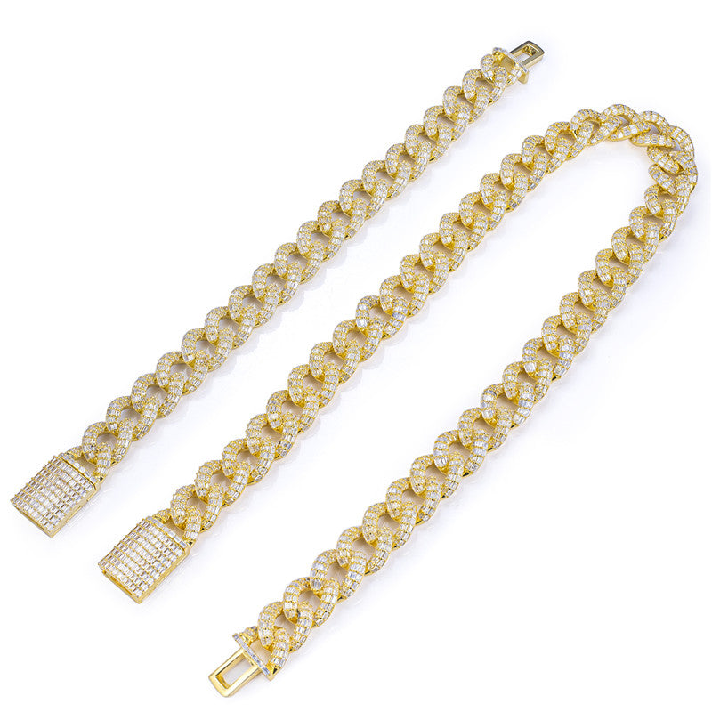 Ecogemma Ecoc-344: Ice-Out Moissanite Cuban Link Chain in Custom Gold & Silver Finishes
