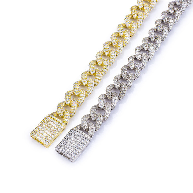 Ecogemma Ecoc-344: Ice-Out Moissanite Cuban Link Chain in Custom Gold & Silver Finishes