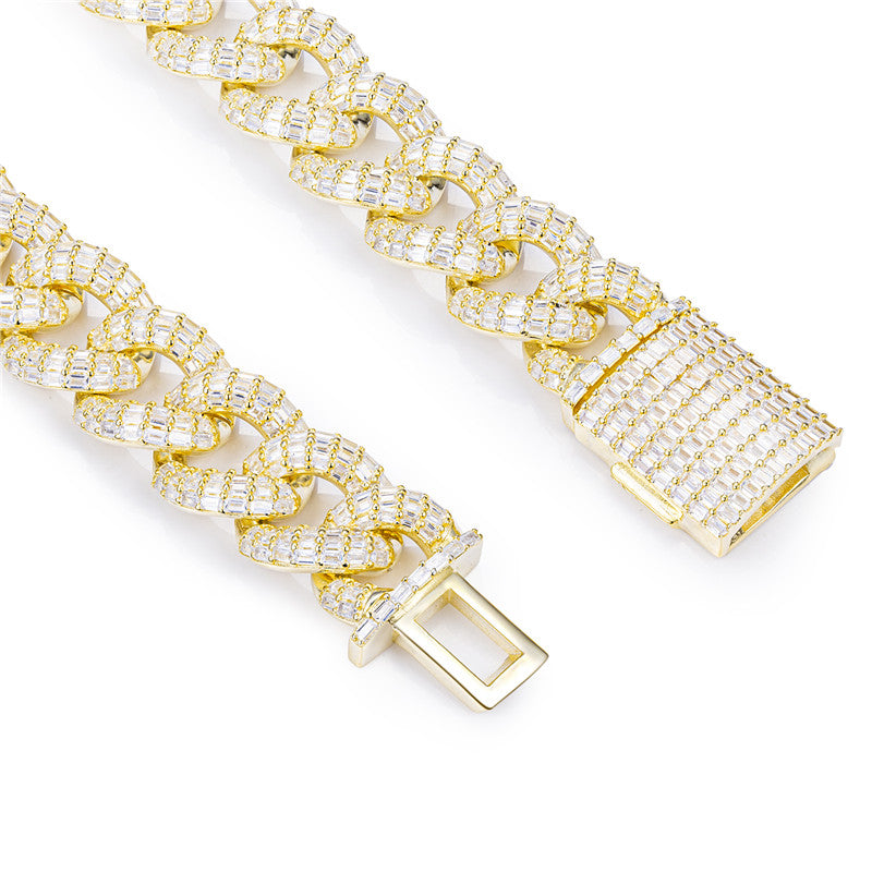 Ecogemma Ecoc-344: Ice-Out Moissanite Cuban Link Chain in Custom Gold & Silver Finishes