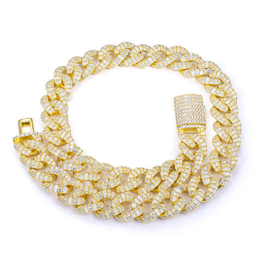 Ecogemma Ecoc-344: Ice-Out Moissanite Cuban Link Chain in Custom Gold & Silver Finishes