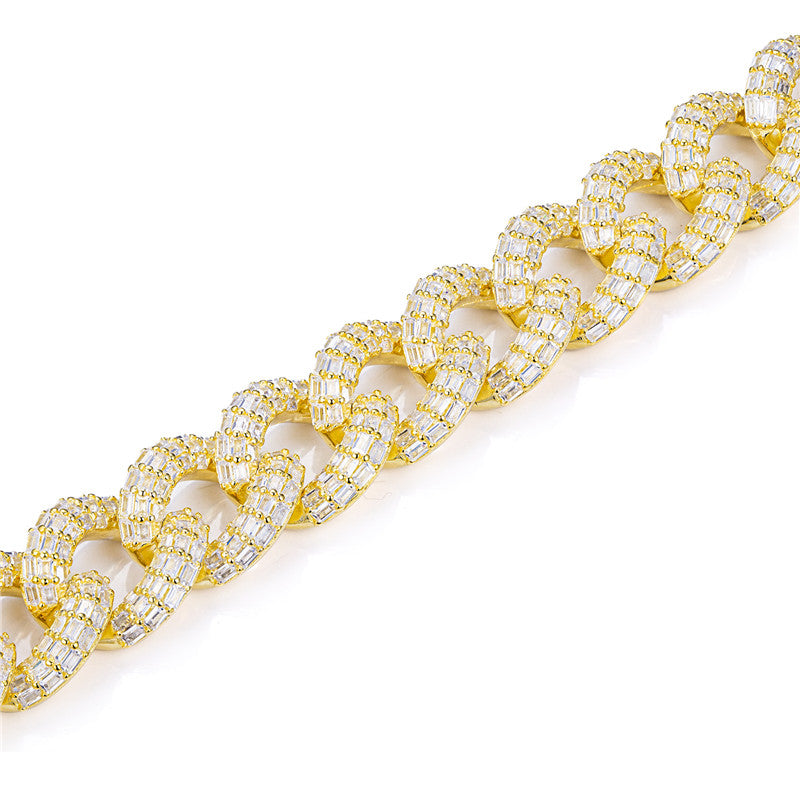 Ecogemma Ecoc-344: Ice-Out Moissanite Cuban Link Chain in Custom Gold & Silver Finishes