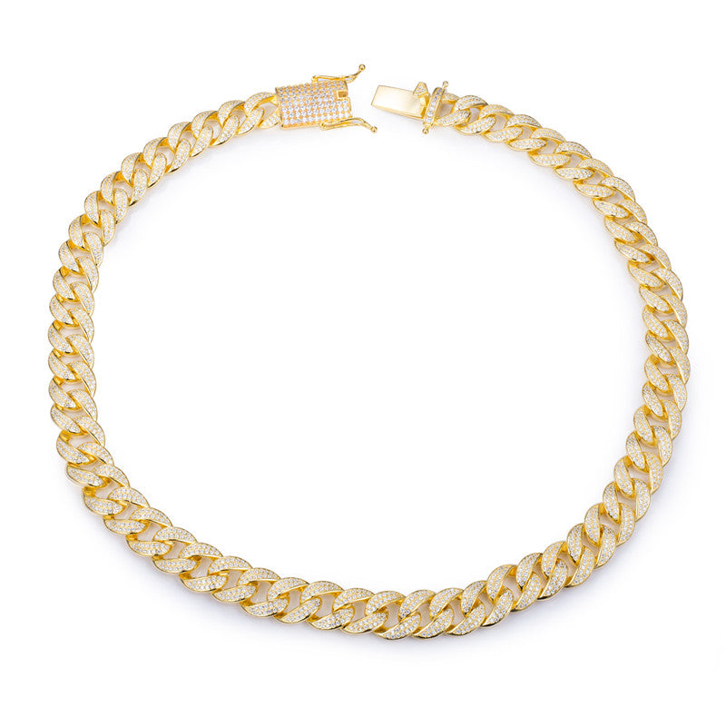 Ecogemma Ecoc-345: Ice-Out Moissanite Cuban Link Chain of Sovereign Radiance
