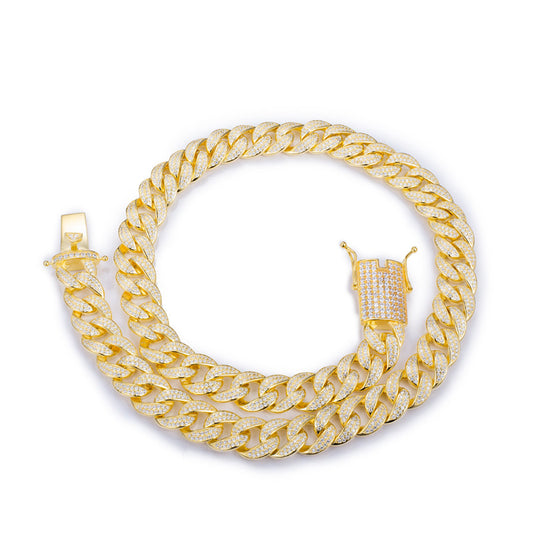 Ecogemma Ecoc-345: Ice-Out Moissanite Cuban Link Chain of Sovereign Radiance