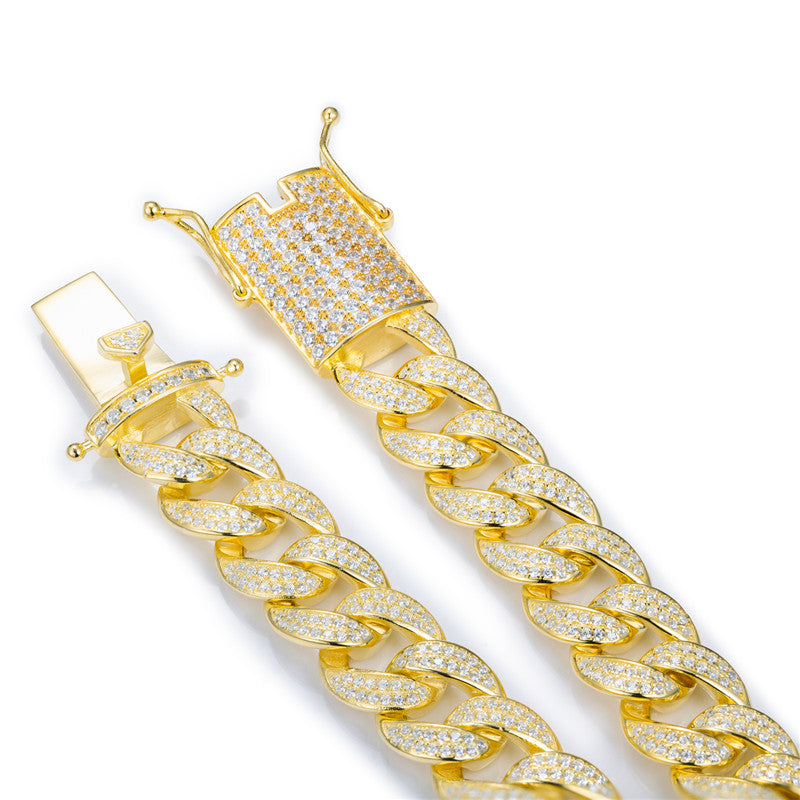 Ecogemma Ecoc-345: Ice-Out Moissanite Cuban Link Chain of Sovereign Radiance