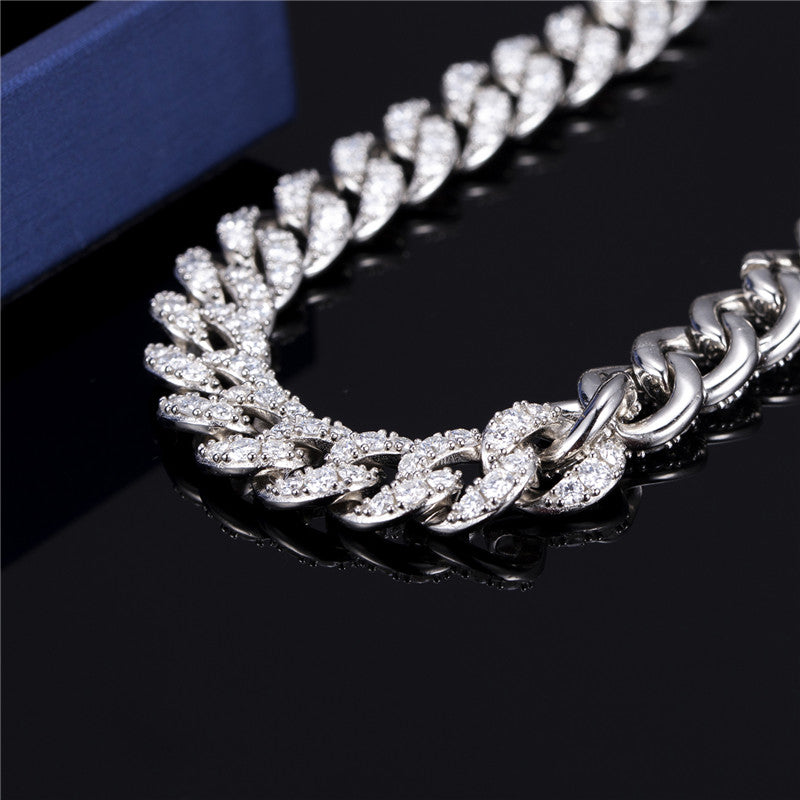 Ecogemma Ecoc-430: Ice-Out Moissanite Cuban Link Chain in Sterling Silver Elegance