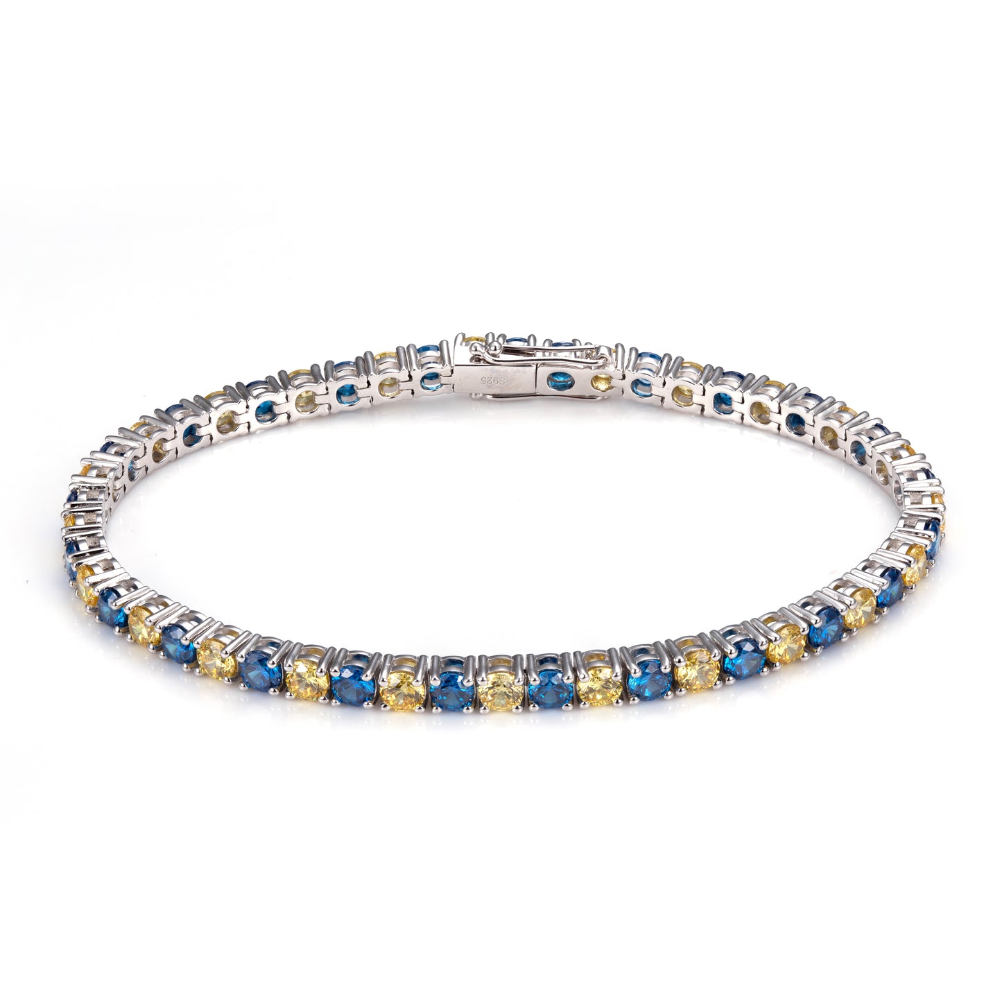 Ecob-556 "Aurora Duet" Lab-Grown Sapphire & Fancy Yellow Diamond Tennis Bracelet