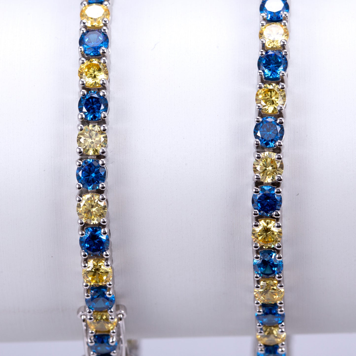 Ecob-556 "Aurora Duet" Lab-Grown Sapphire & Fancy Yellow Diamond Tennis Bracelet