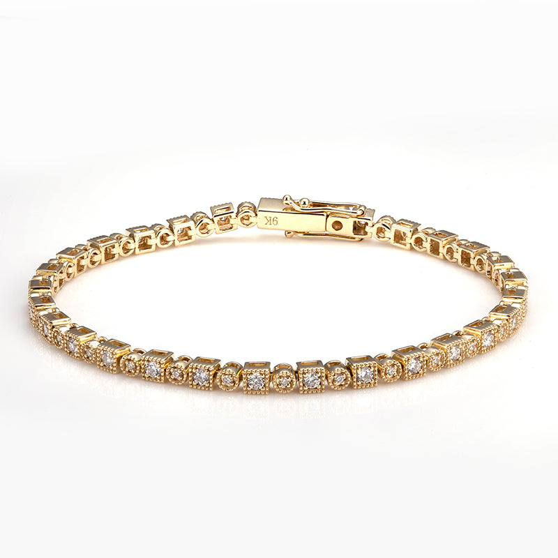 Ecob-557 "Golden Pulse" Lab-Grown Diamond Tennis Bracelet