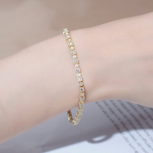 Ecob-557 "Golden Pulse" Lab-Grown Diamond Tennis Bracelet