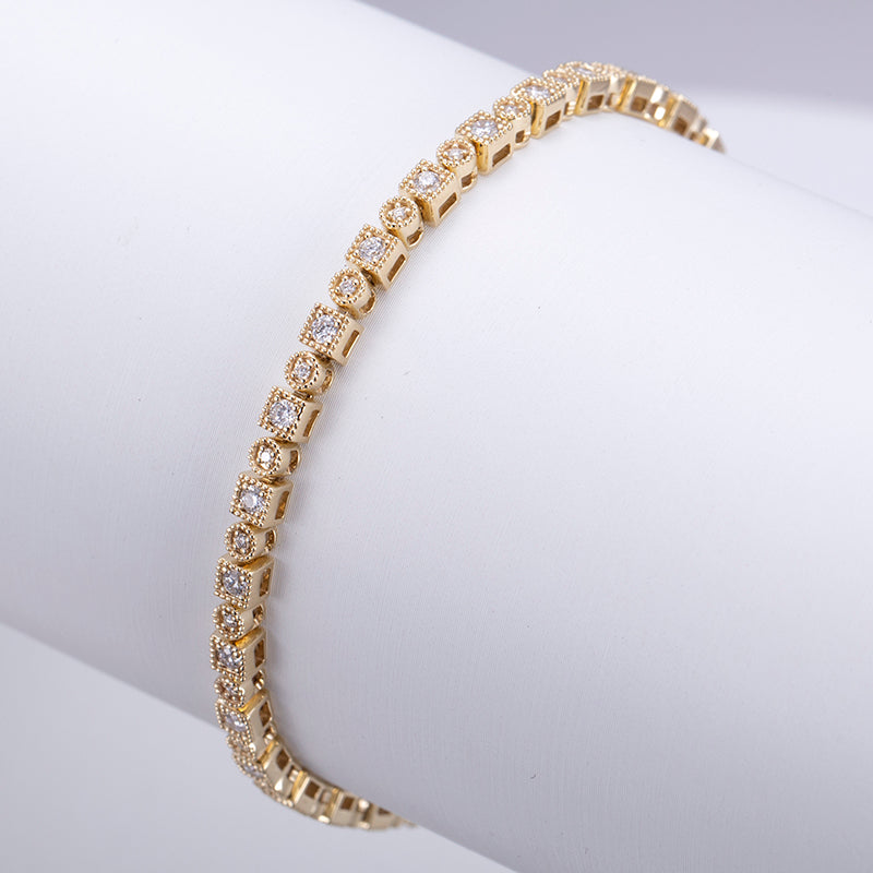 Ecob-557 "Golden Pulse" Lab-Grown Diamond Tennis Bracelet