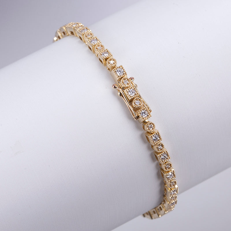 Ecob-557 "Golden Pulse" Lab-Grown Diamond Tennis Bracelet