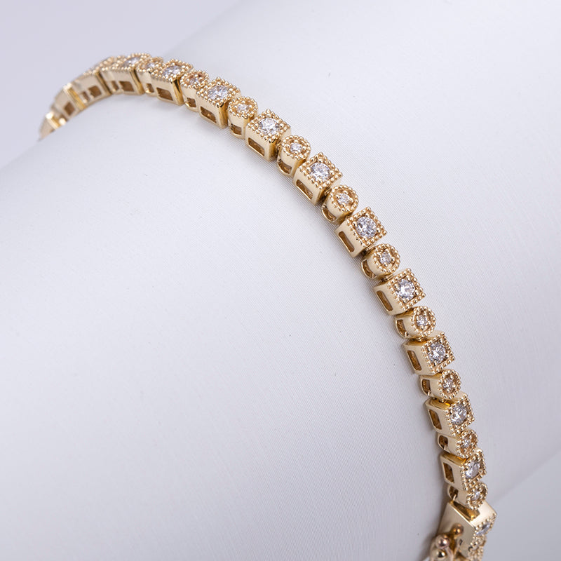 Ecob-557 "Golden Pulse" Lab-Grown Diamond Tennis Bracelet