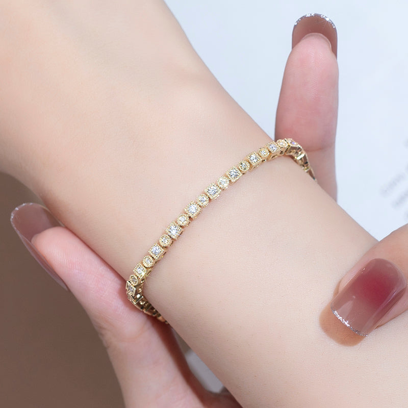 Ecob-557 "Golden Pulse" Lab-Grown Diamond Tennis Bracelet