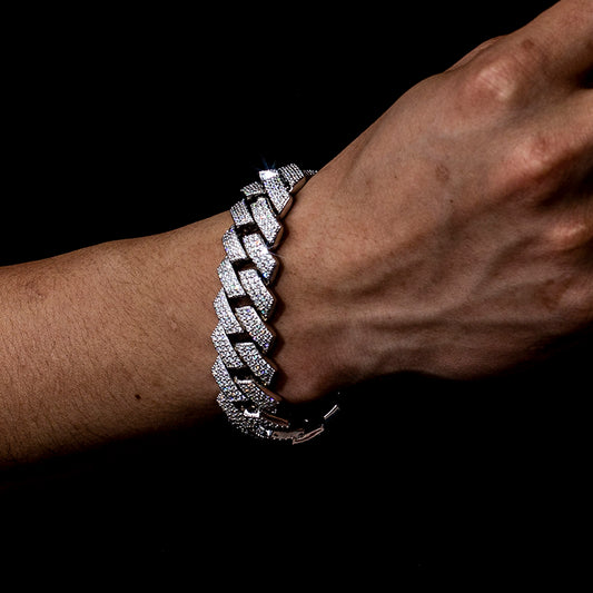 Ecob-559 "Crown Circuit" Lab-Grown Diamond Cuban Link Bracelet