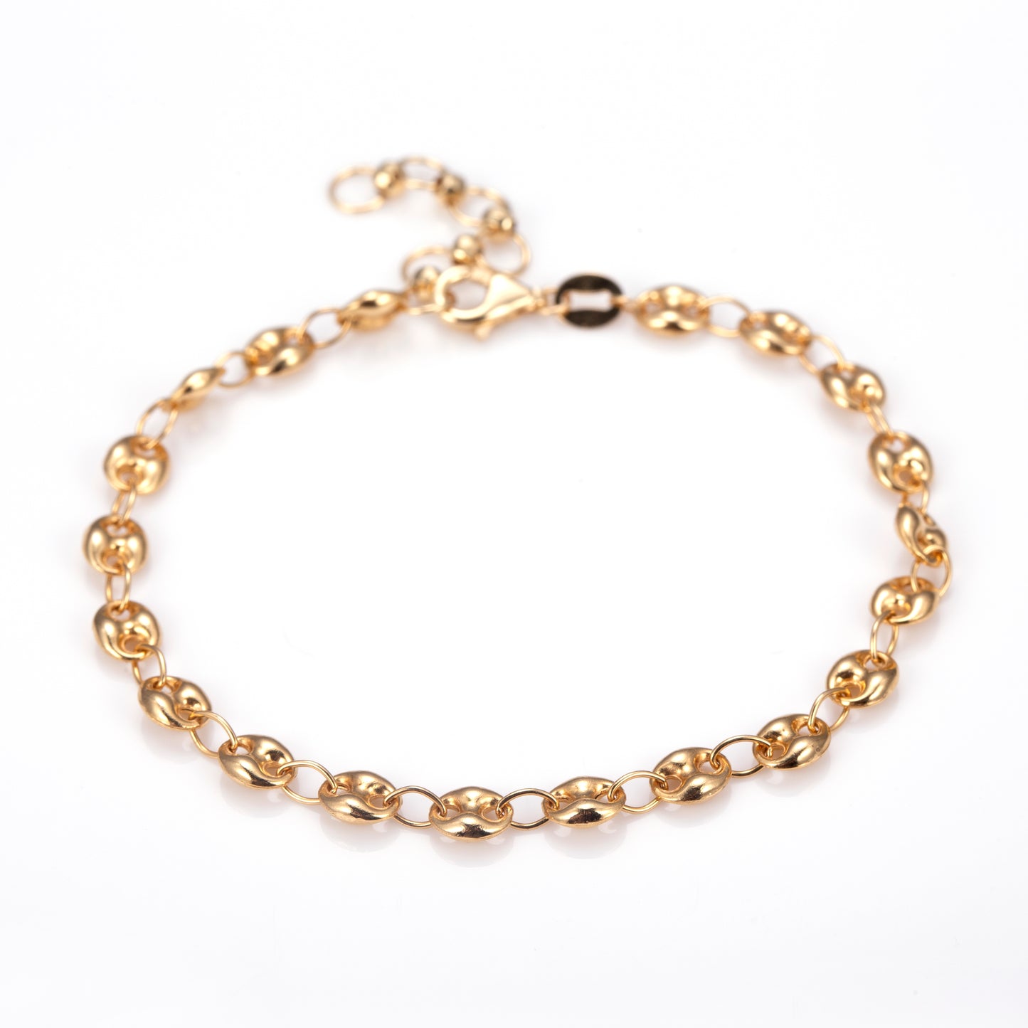 Ecob-562 "Echo Links" Polished Gold Oval Chain Bracelet