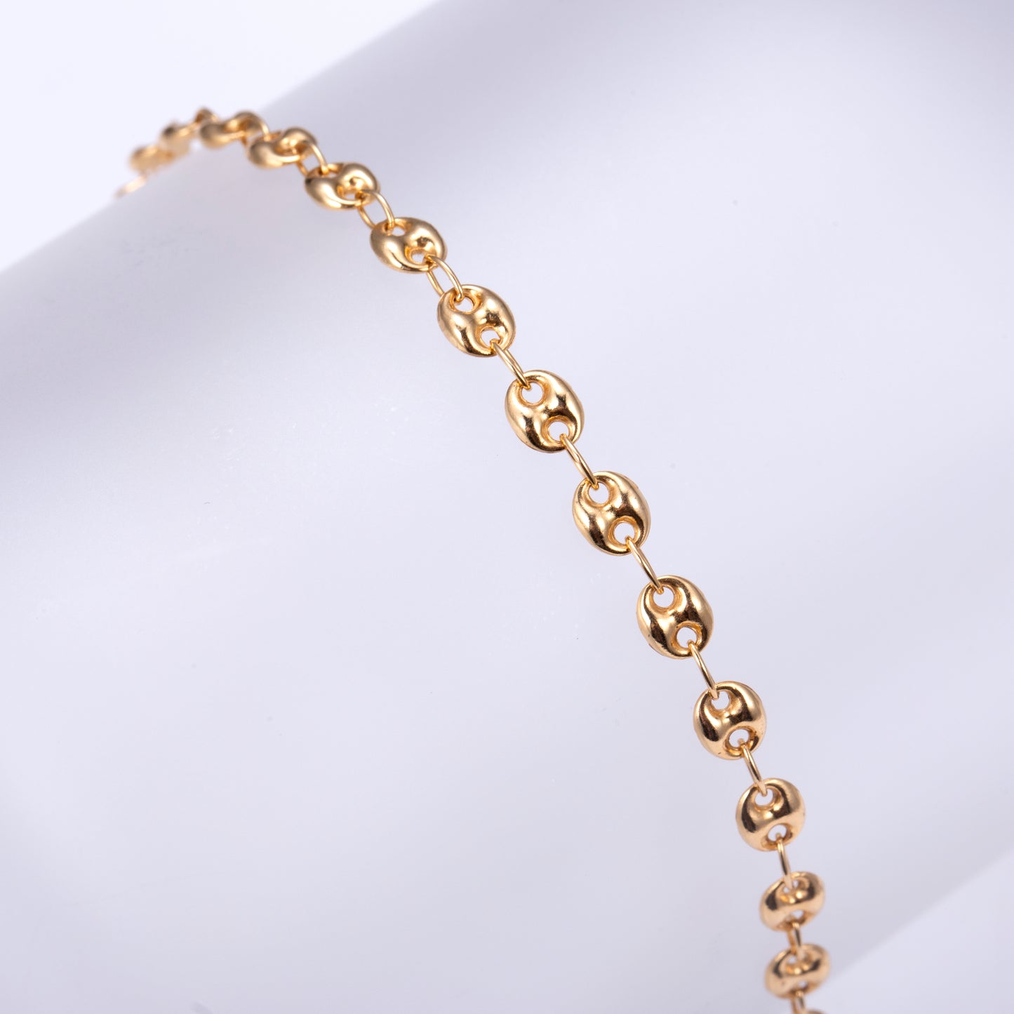 Ecob-562 "Echo Links" Polished Gold Oval Chain Bracelet