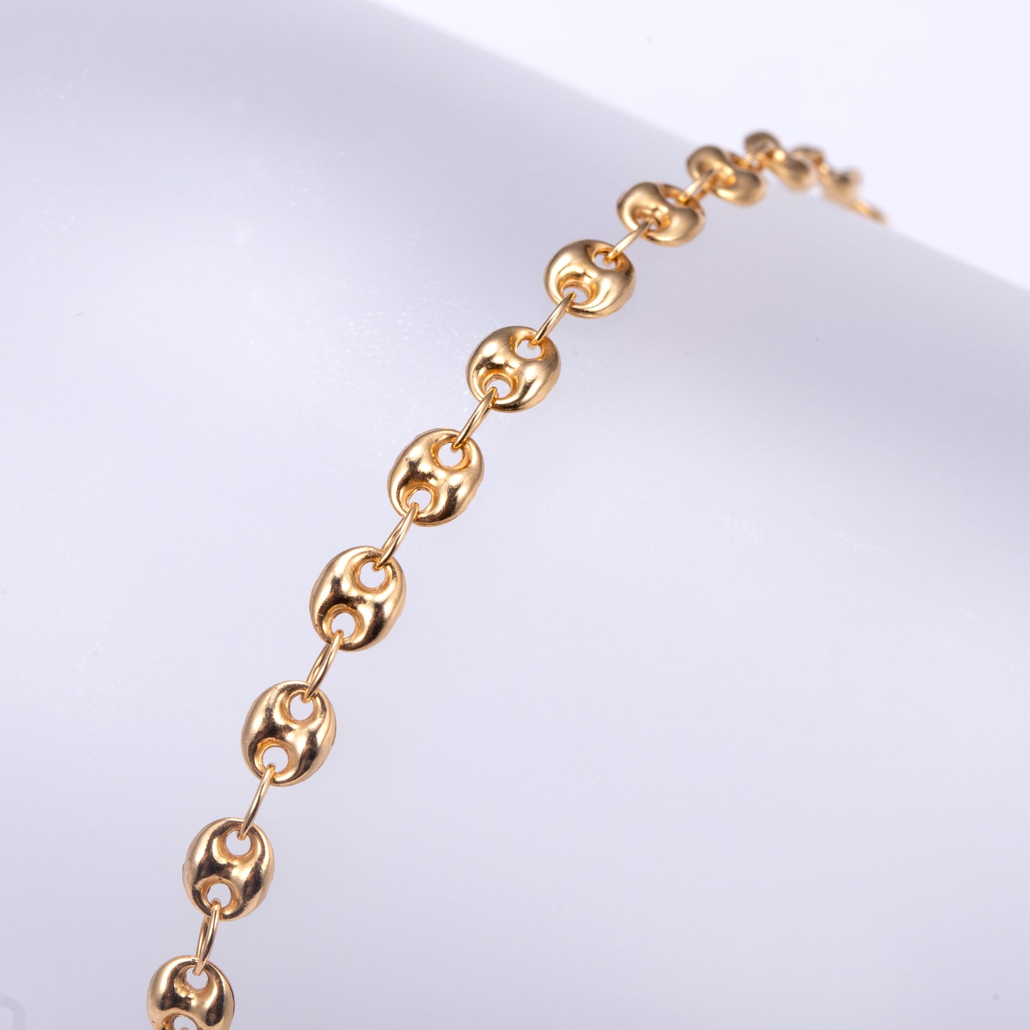 Ecob-562 "Echo Links" Polished Gold Oval Chain Bracelet