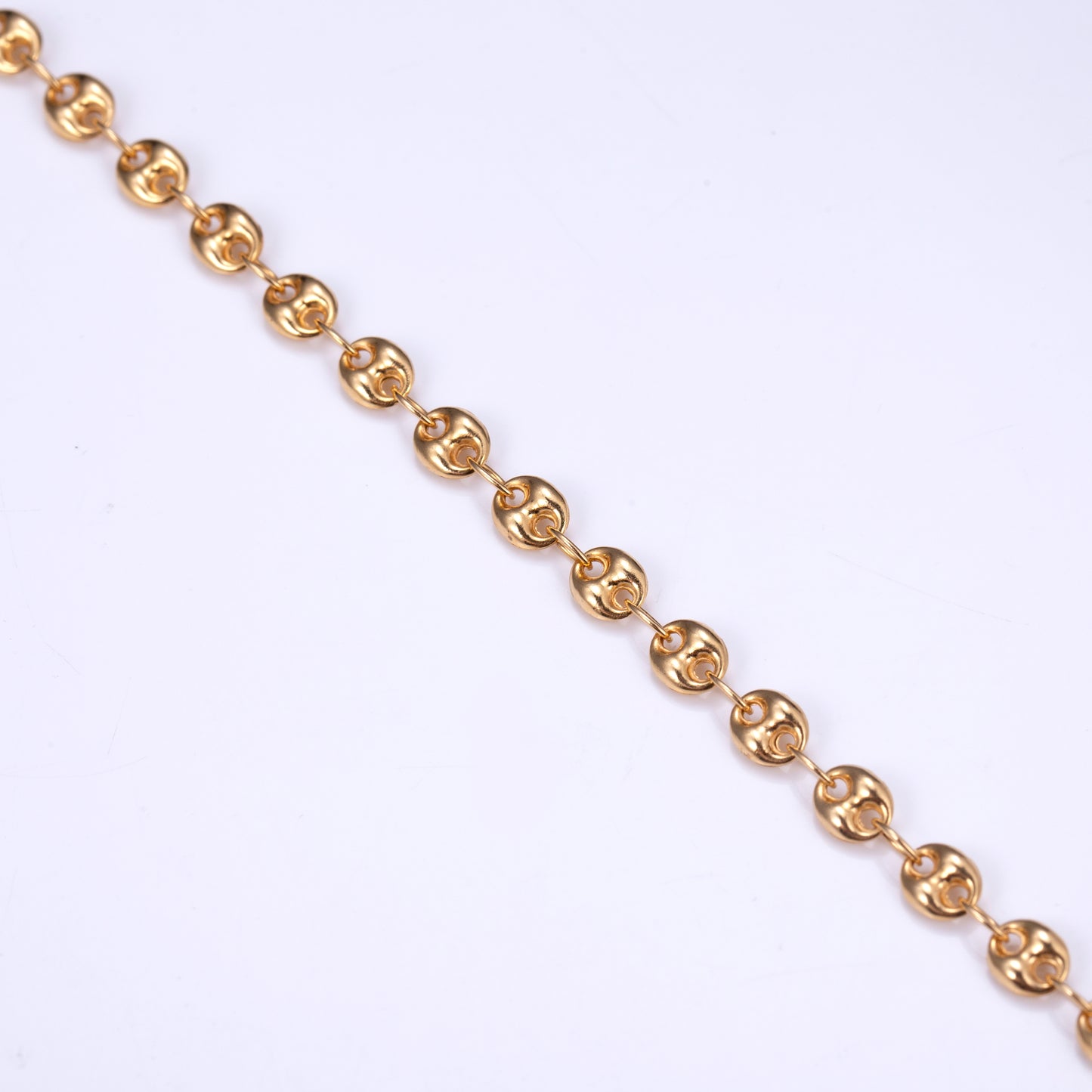 Ecob-562 "Echo Links" Polished Gold Oval Chain Bracelet